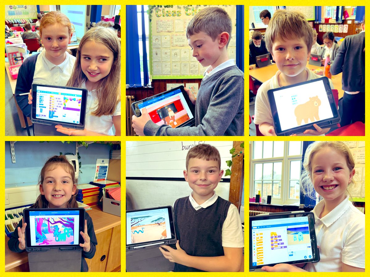 Mrs_Pritchard_'s tweet photo. ⭐️Awesome afternoon @BurghSchool with P5/6 as they joined pupils across @SBCEducation1 for our #ReadySetCode session &amp; learned to code a joke using @ScratchJr on their @inspireSBC iPads! Huge thanks to @OrdeHelen &amp; @NicolaTrafford1 for running the #InspireLearning session! https://t.co/RQcZkDvTEk