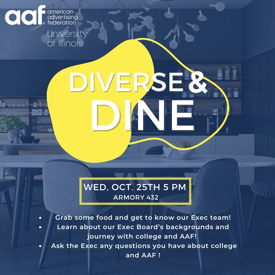Join us tomorrow for the AAF Illinois Diverse & Dine event! Eat, drink, and learn about AAF exec board members' college journey.