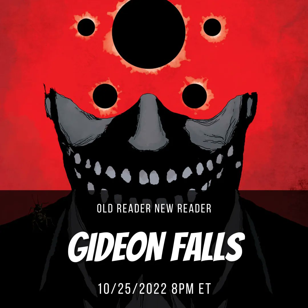 Tonight LIVE on Old Reader New Reader, we're reviewing Gideon Falls by Jeff Lemire, Andrea Sorrentino, and Dave Stewart. It's Maddie's first time reading it and we're excited!