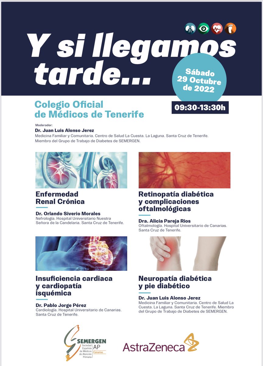 SemergenCanarias (@SemergenCan) on Twitter photo 2022-10-25 20:04:27 Nuestra siguiente actividad, te esperamos en el #colegiodemedicosdetenerife con @jalojer @PabloJ #orlandosiverio y #aliciapareja , regístrate enviando un mail a secretaría de @semergencan #aprendiendojuntos #compartiendojuntos Nuestra siguiente actividad, te esperamos en el #colegiodemedicosdetenerife con @jalojer @PabloJ #orlandosiverio y #aliciapareja , regístrate enviando un mail a secretaría de @semergencan #aprendiendojuntos #compartiendojuntos