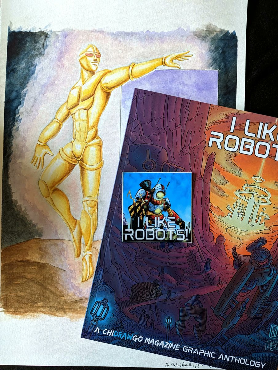 songsmith's tweet photo. 160+ pages of robot goodness, including my own story "The Statue's Breath"--falling in love with your work can have interesting consequences.

👉 Slide on into my DMs to purchase a copy of the book or the original art 

#IndieComics #QueerComics #SciFi #robots https://t.co/GH2HLvypCl