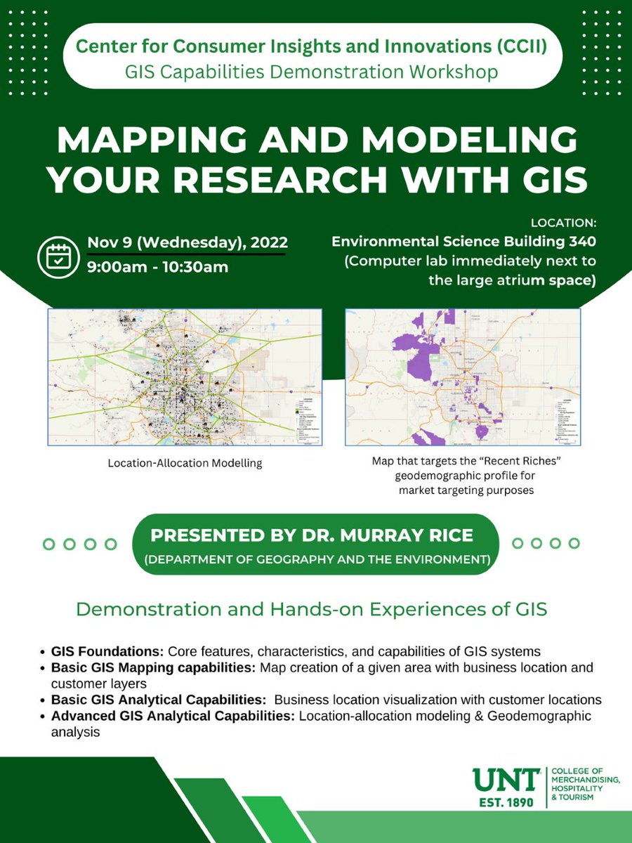 MurrayRice's tweet photo. Putting on a GIS demo workshop for my great @UNTCMHT colleagues in a few days... message me if you are interested in joining in! CMHT colleagues have first dibs though. #gis #geography #locationintelligence https://t.co/qLWtONa192