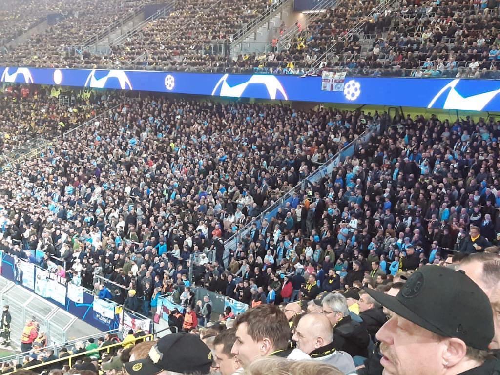 Manchester City fans away in Dortmund tonight. #MCFC, image size:1024x768