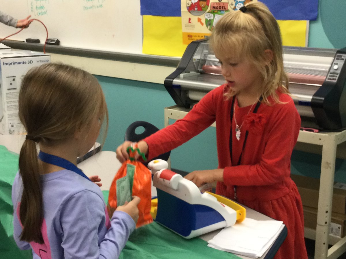 This clever class added a “scale“ so they knew how much to charge for pumpkins. If you buy a pumpkin you get a ticket for a free snack at the snack shop. They also learned there aren’t $6 bills so we have to think about ways to make 6.