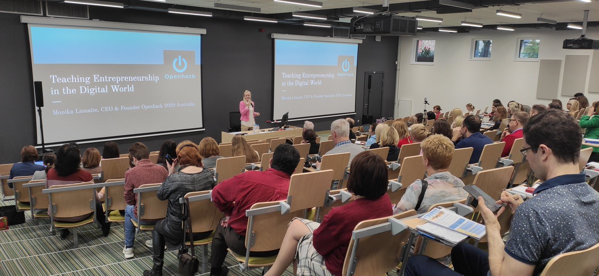 monika_lionaite's tweet photo. @OpenhackA sharing experience on Teaching #Entrepreneurship in the #Digital World in Riga, Latvia 🇱🇻 with full house of directors of schools and ministries of education, teachers and students, and mobility program heads from all over Europe.#teach #tech #innovation #collaboration https://t.co/uegasYWkn0