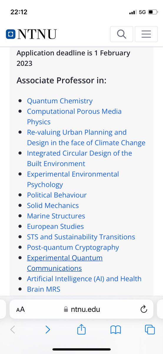 #academictwitter, I had a look at these TT vacancies offered by @NTNUnorway (ranging from STS, European Studies, AI& Health, Political Behavior to Quantum Chemistry) and they are truly spectacular👇 The research starting package is impressive 🤓