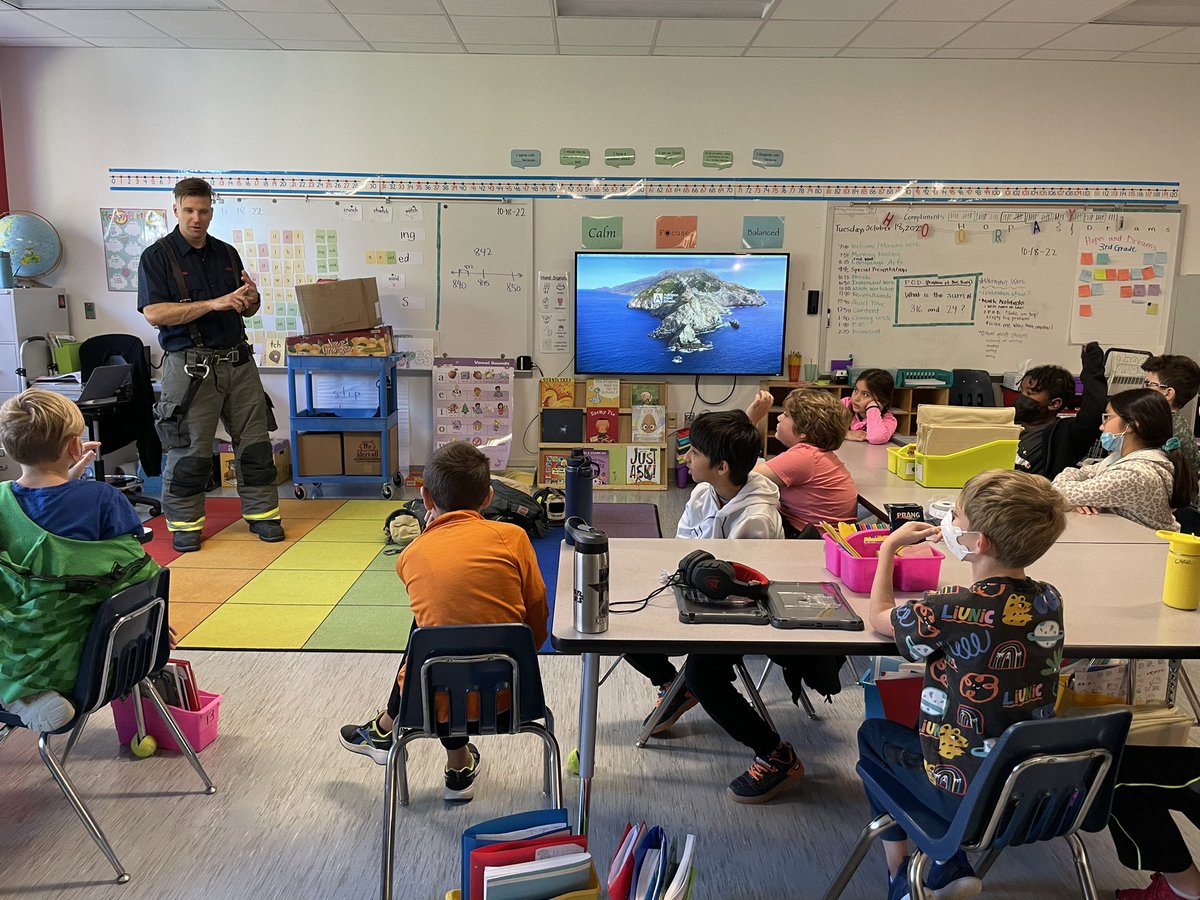An informative and important visitor joined  <a href="/mscoanrocks/">Katie Coan</a> 3rd graders. Thank you, Lt. Falinski, for teaching us all about fire safety! <a href="/AbingdonGIFT/">Abingdon APS</a> @APSGifted #ABDRocks