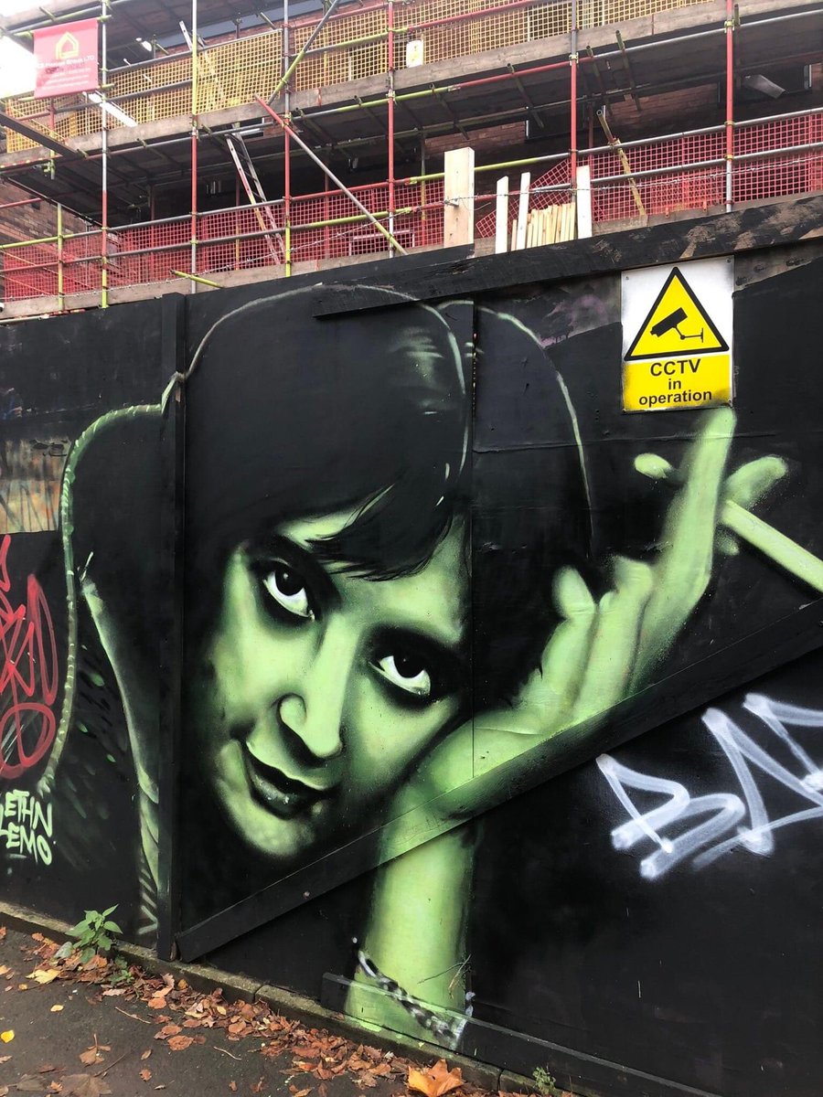 New Shelagh Delaney mural - in Fallowfield, Manchester. Art by Ethan Lemon. Original photo by Arnold Newman, and used on the cover of ‘Louder Than Bombs’ by the Smiths #ShelaghDelaney #TheSmiths #ATasteOfHoney