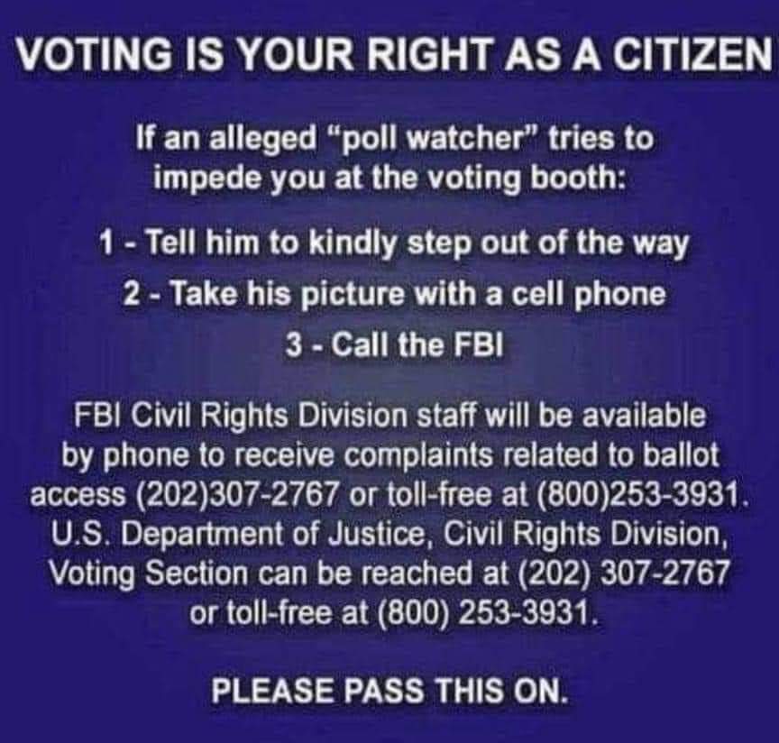 Good info right here, folks. Pass it on. You never know when this might be helpful to someone who follows you on social media! #GOTV #Vote
