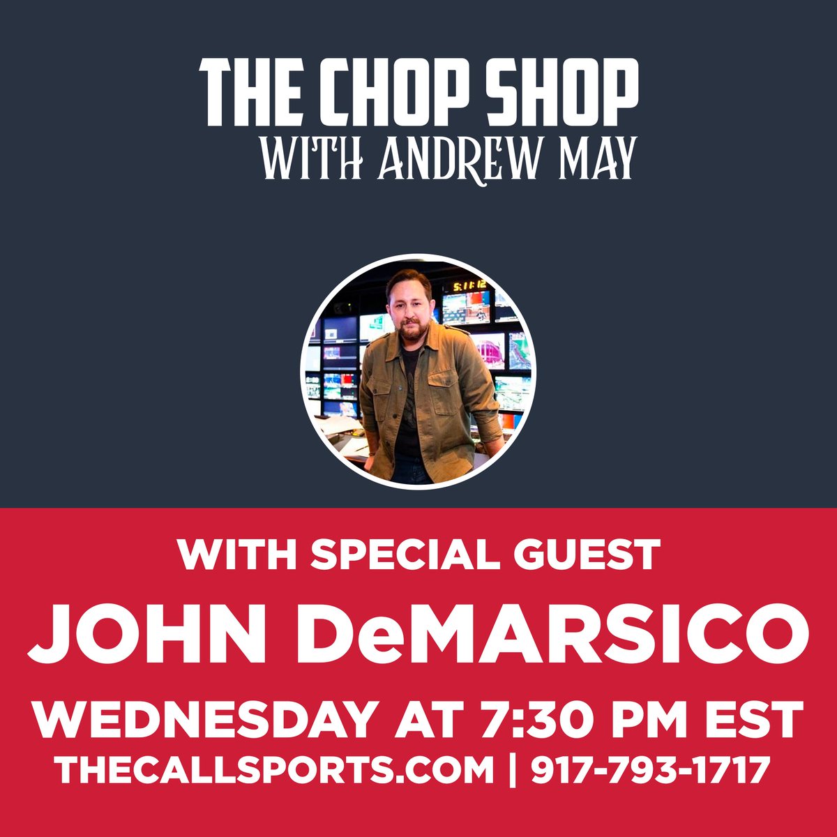 TheCallSports's tweet photo. Mets Director for SNY @JohnDeMarsico is on The Chop Shop with @AndrewMay_21 on Wednesday at 7:30 pm to talk about Mets broadcasts. Catch them live at https://t.co/T17dNaDrQM https://t.co/kjNTAAsPTU
