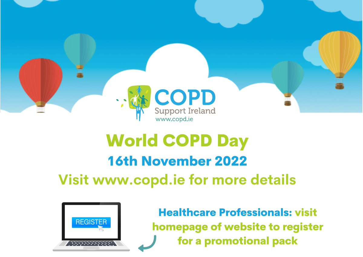COPDSupportIre's tweet photo. With World COPD Day approaching fast, we are asking all healthcare professionals to show their support and help us to raise awareness of COPD in Ireland. Register at https://t.co/eBo6DhV1Dv for a promotional pack! https://t.co/mOUKJLLOz1
