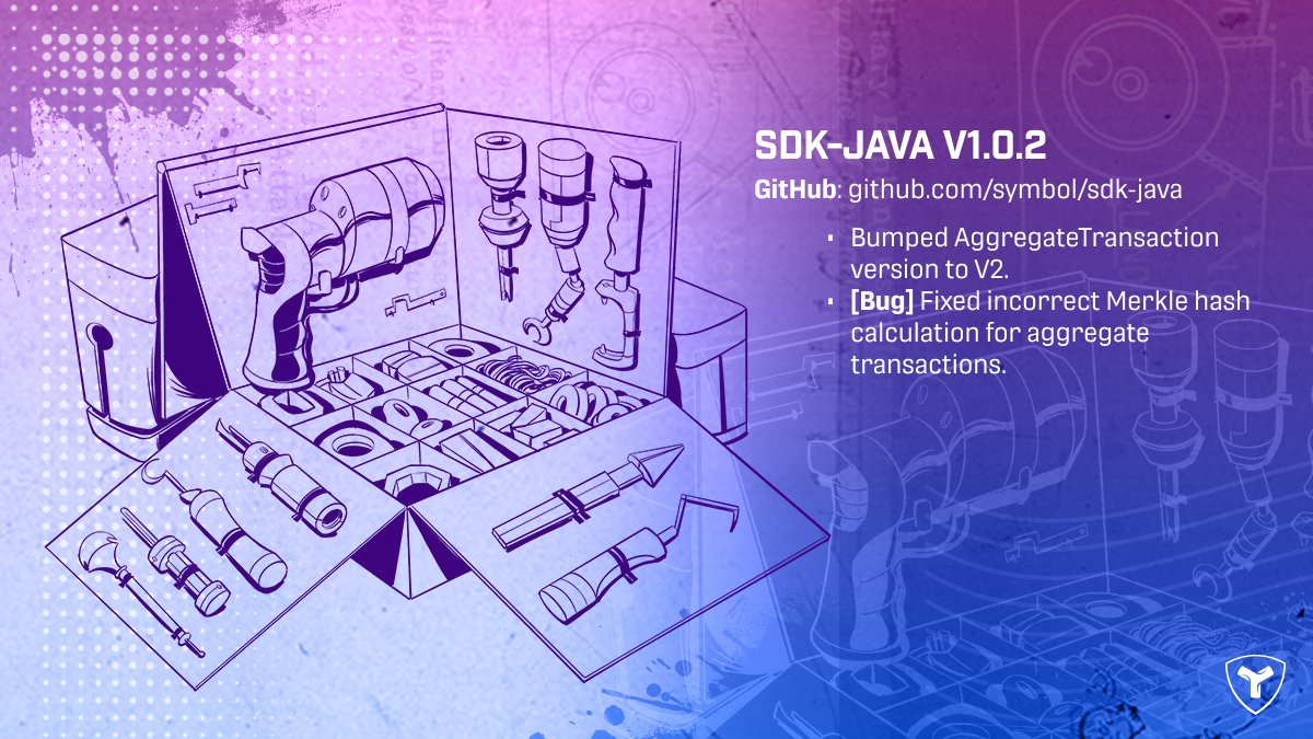 thesymbolchain's tweet photo. If you're a user of the Java SDK, you can compile the latest version here: https://t.co/Y2g74C2YxH https://t.co/eB9NJanQwx