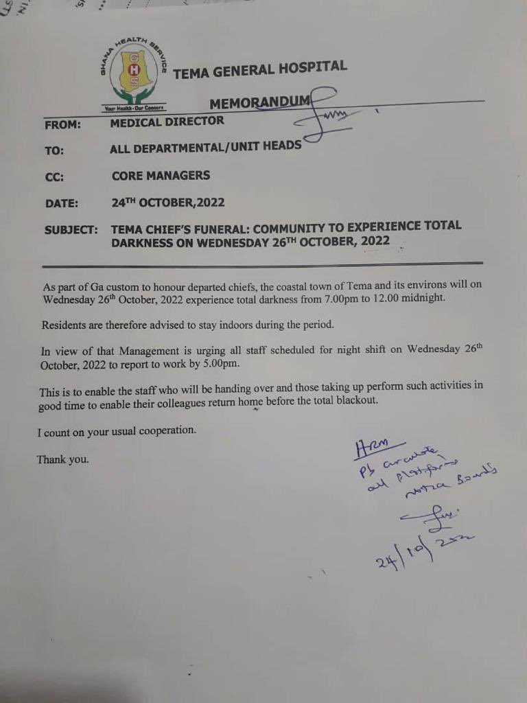 Tema to experience total darkness over funeral of a chief