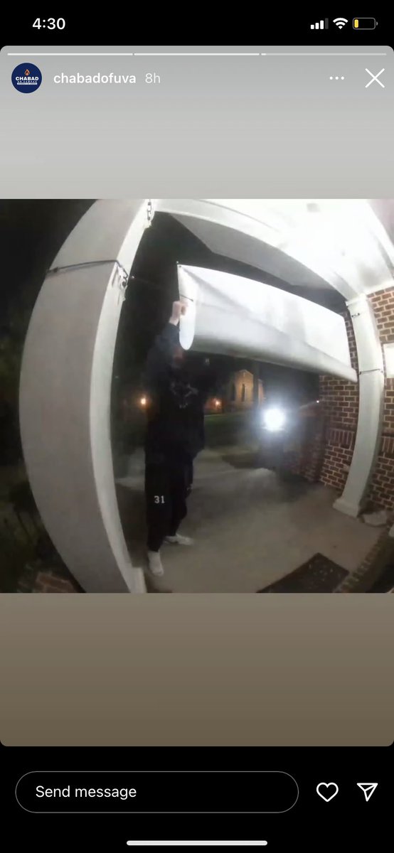 saraashleyo's tweet photo. .@UVA’s @Chabad house says someone stole its sign welcoming Jewish students on Saturday — it was caught on video: https://t.co/r7W4x093mr