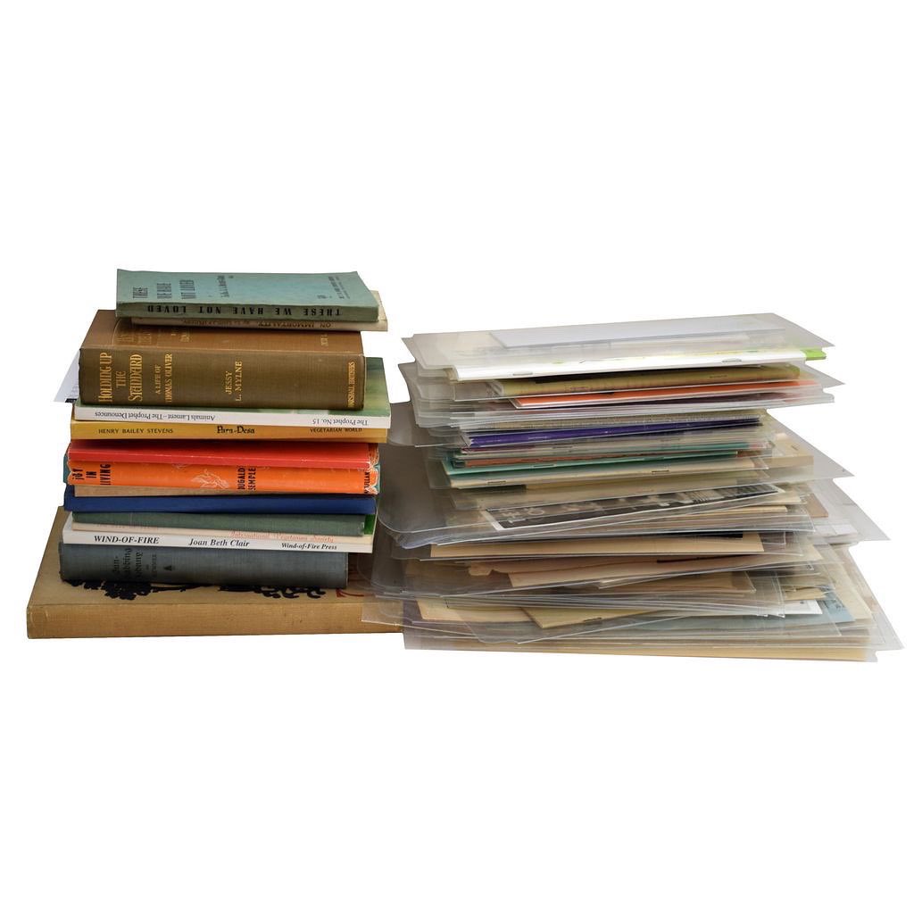 And for my next trick: turning this unassuming pile of books and ephemera into a kick-ass seed collection of animal rights material! It’ll debut at the Boston fair — if I can squeeze it into my suitcase, that is.