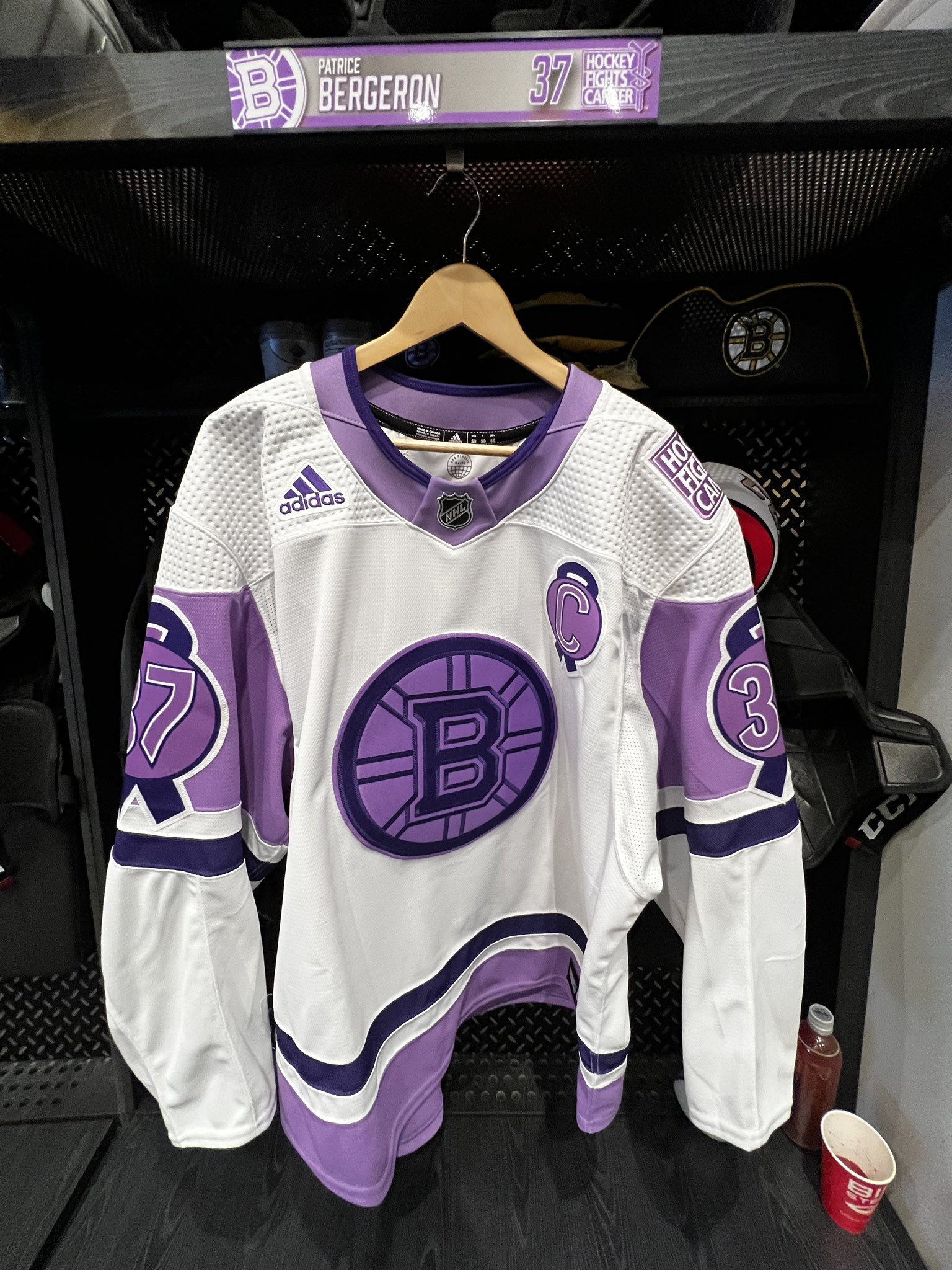 Boston Bruins Purple Hockey Fights Cancer NHL Jersey