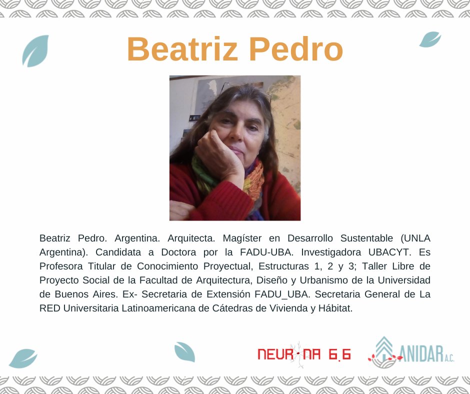 ANIDARAC's tweet photo. Participantes:
- Beatriz Pedro de Taller Libre de Proyecto Social y Red Universitaria de Cátedras de Vivienda (RED ULACAV), Argentina.
- Isadora Hastings de Cooperación Comunitaria.

Moderación y Coordinación: Aisa Serrano.

Anfitrión y Producción: Ric Moysen, Neurona 6.6 https://t.co/OyCgzJhHsU