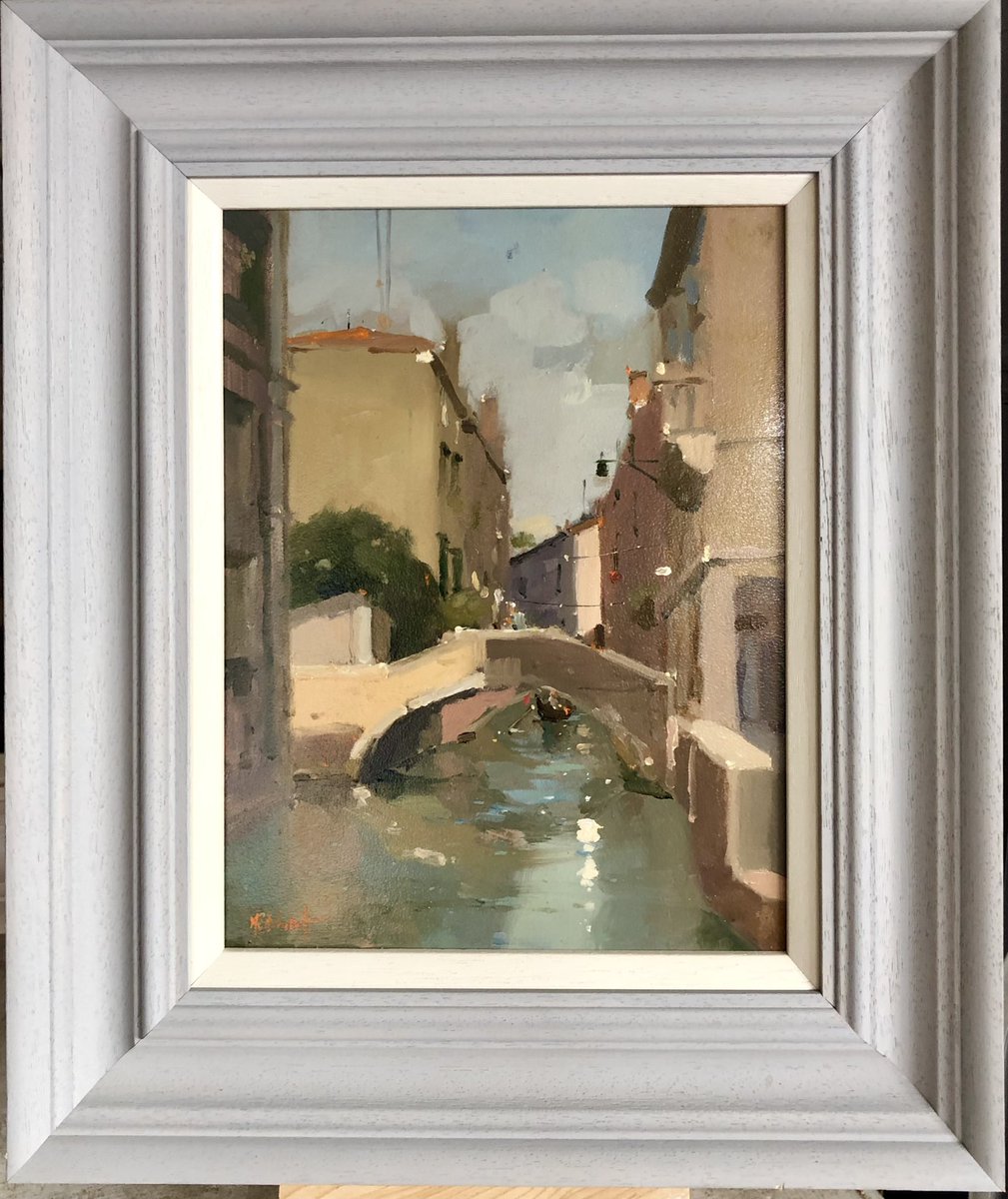 Michael Ashcroft Venice Oil painting, hand finished wooden moulding to your personal colour specification.