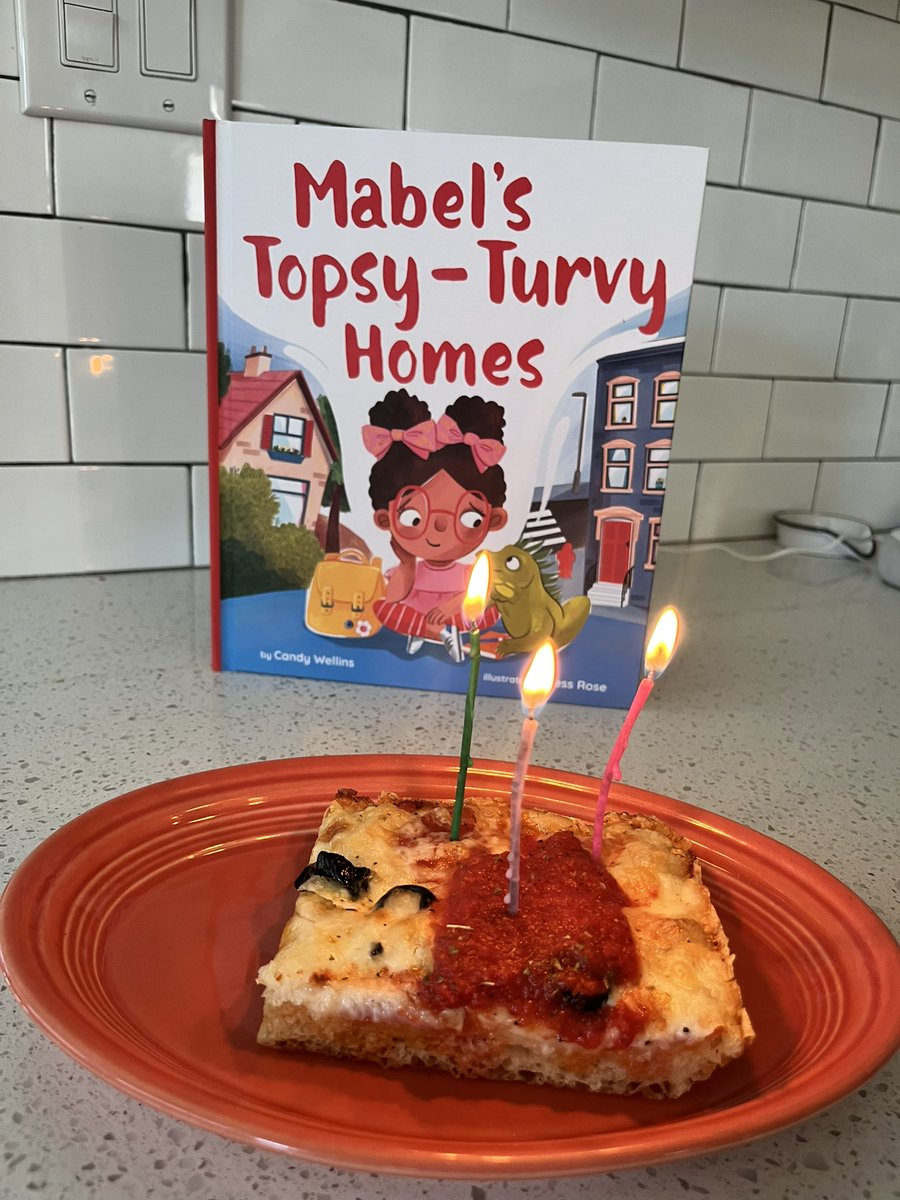 candy_wellins's tweet photo. Whether you are celebrating with a slice of leftover pizza, an egg and cheese sandwich, a piece of peanut butter toast or a bowl of oatmeal, it’s a birthday!! Mabel’s Topsy-Turvy Homes is out today. Available wherever books are sold. #divorcebook #twohomes #sel #kidslit https://t.co/3uf3yKRXSS