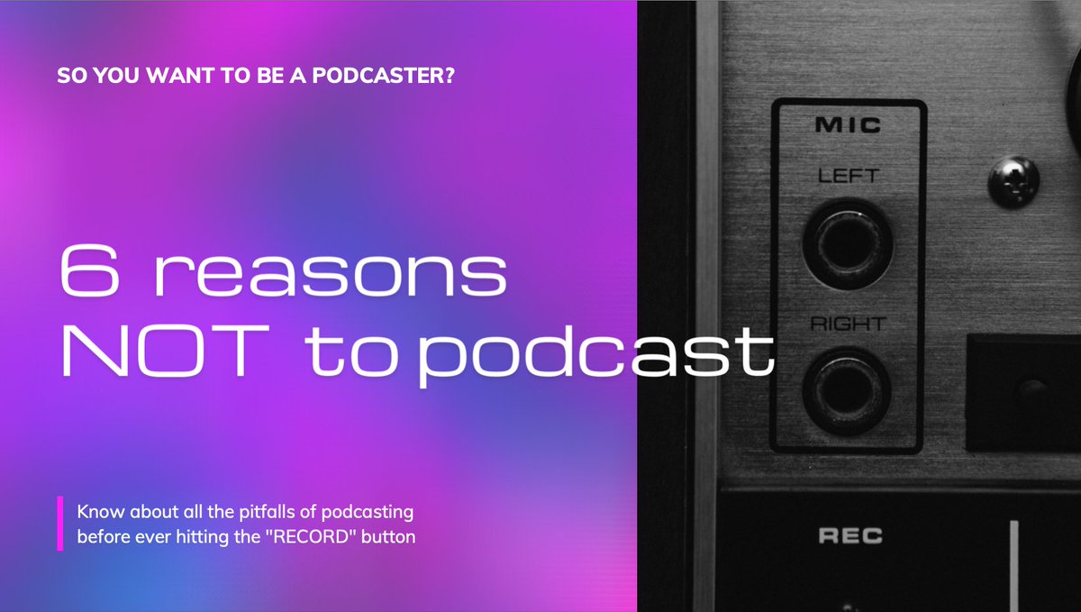 SteveStewartMe's tweet photo. There are 6 reasons you should NOT start a podcast.

Download the pdf for free (about a 5 minute read) at https://t.co/rTnKHAVROT

#podcasting #startapodcast #launchapodcast https://t.co/RAjrbaYIBS