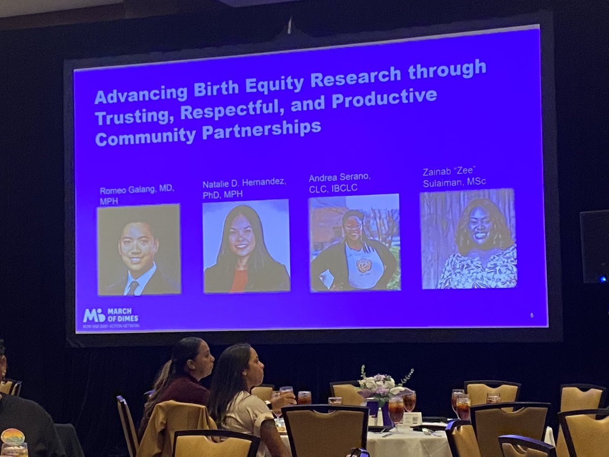 BurkeFoundation's tweet photo. (1/3) Todayโs #MBANSummit lunch panel is on Advancing #BirthEquity Research through Trusting, Respectful, and Productive Community Partnerships featuring Romeo Galang, @Natalie5Hdz, @Andrea_ROSEBUD, and Zainab Sulaiman. #IgnitingImpactTogether https://t.co/hTmfoxHekX