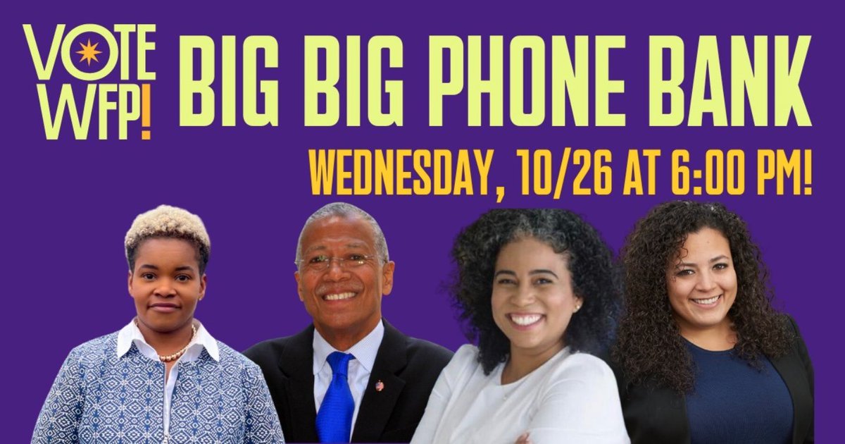 We are building #VoteWFP momentum—let’s spread the word to as many voters as we can. Join us this Wednesday at 6pm to phone bank with WFP champions @RJackson_NYC, @Indiawaltonbflo, @KarinesReyesNYC and @Fernandez4NY: mobilize.us/ny-wfp/event/5…