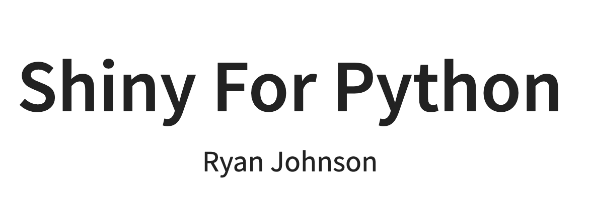 ryjohnson09's tweet photo. Thanks @rinpharma for allowing me to host the first-ever #Shiny for #Python workshop🐍! For those that could not make it, slides (with interactive examples) are attached! 

https://t.co/4m6bSbhAN8 https://t.co/GsoqqySKgz