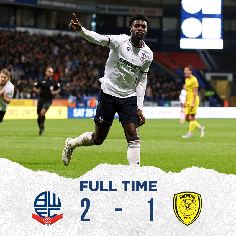 FULL TIME: What a night as the comeback kings do it again!

Late late goals from super-subs Bakayoko and Bodvarsson, as Wanderers end their Burton jinx.

⚪️ 2-1 🟡 [FT] #BWFC 🐘🏰
