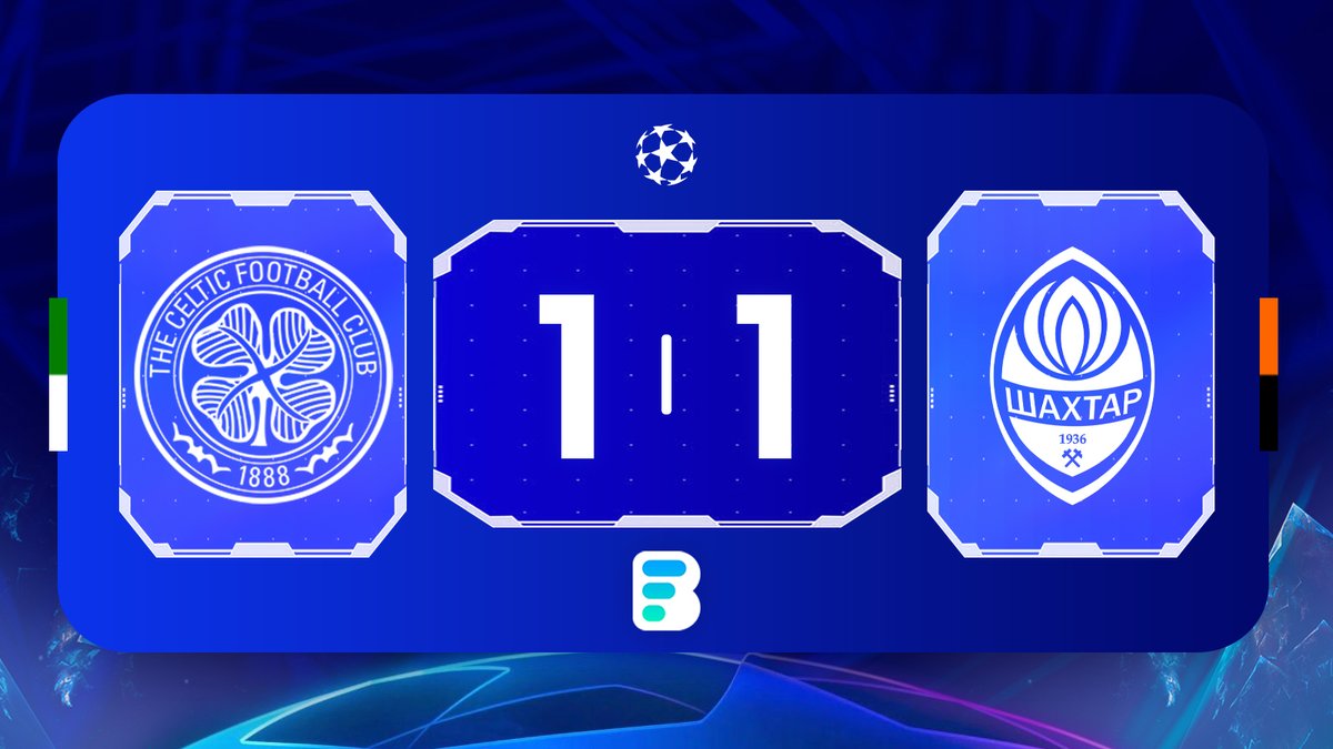 _BeFootball's tweet photo. ⏱ TERMINÉ !
CELCTIC 🏴 1-1 🇺🇦 SHAKHTAR
Pas de victoire ce soir et aucun changement au classement pour ces deux équipes.
⚽️ '34 : Giakoumakis
⚽️ '58 : Mudryk
#UCL | #CELSHA https://t.co/xk1gJHFDYv