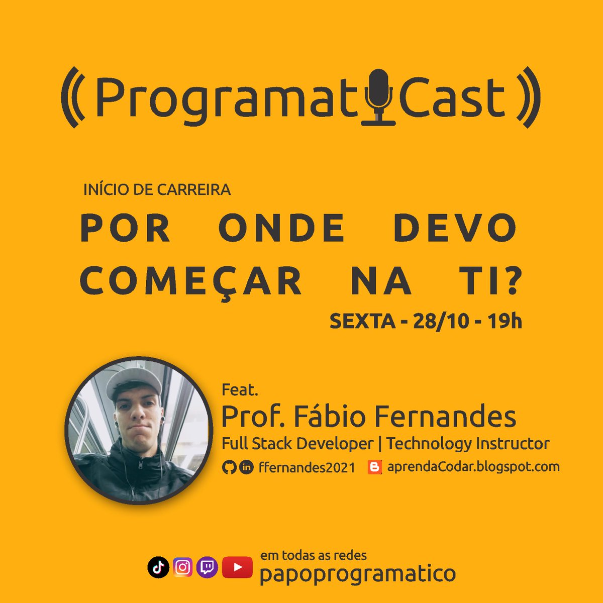 FbioFer96824188's tweet image. Quer iniciar em TI, mas tá sem um norte! Não perca tempo, participe conosco de um @papoprogramatico twitch.tv/papoprogramati…
#bolhatec #bolhadev #ti #Tecnologia