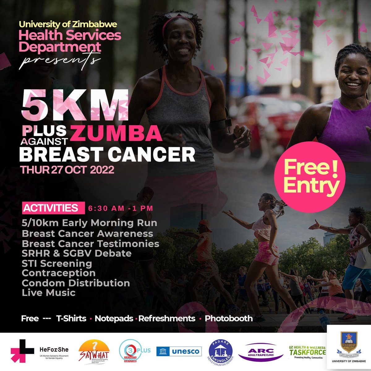 As Padare Enkundleni Men's Forum on Gender University of Zimbabwe Chapter, we have partnered with several other clubs with UNESCO and 03 plus in commemmorating Breast Cancer Awareness
Come join us and make a change @VingiPaul @PadareMen @unwomenzw @SwedeninZW @Clive_G_Wacho