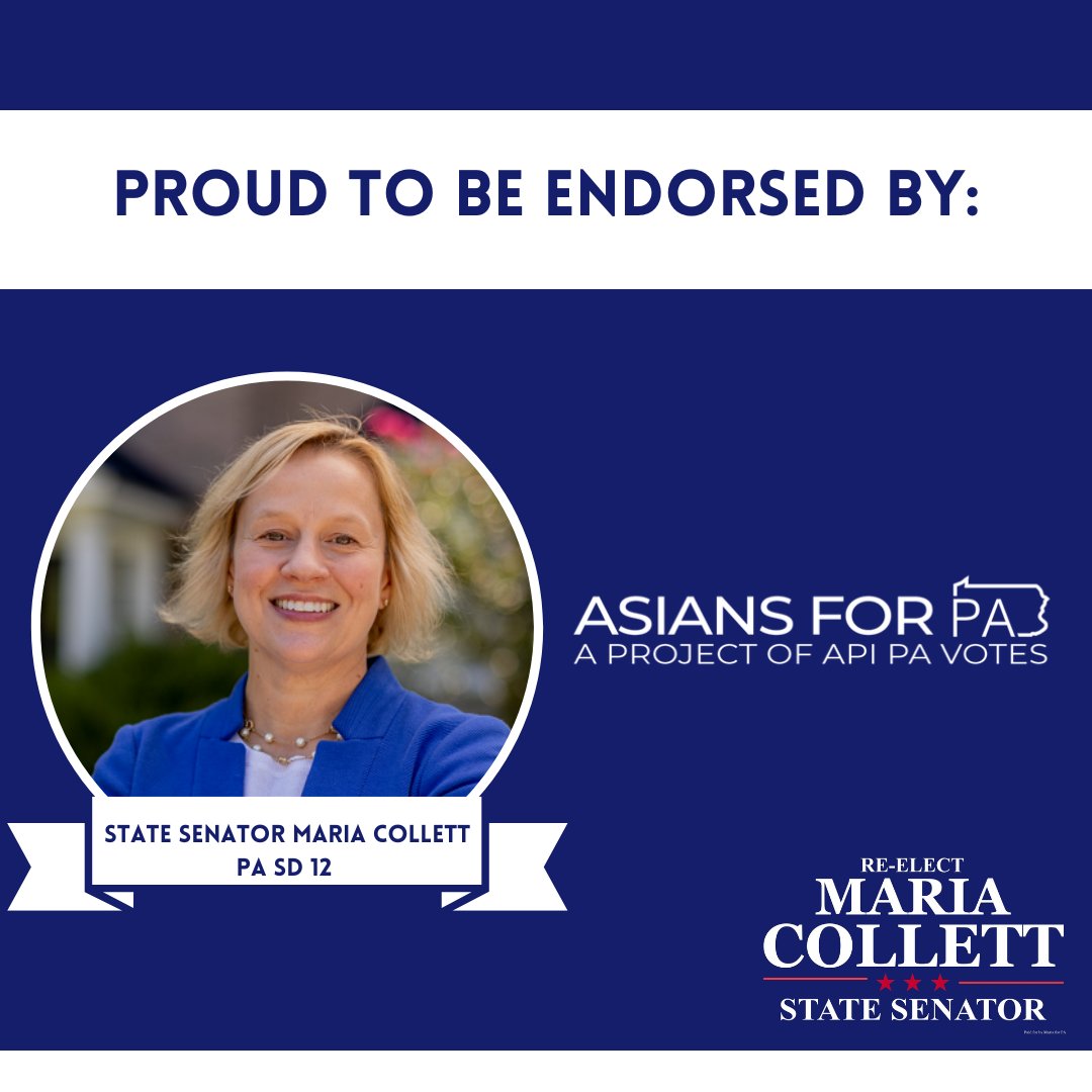 I am thrilled to have the recognition and endorsement of <a href="/AsiansforPA/">Asians for PA</a> for my re-election this year. With hate crimes and divisive rhetoric increasing every day, I am proud to stand tall and advocate to make sure we all have equal protection and treatment under the law.