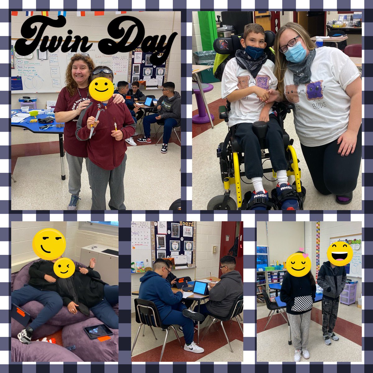 MittAubin's tweet photo. Today was “Twin Day” for Red Ribbon Week! It was double the fun! #RedRibbonWeek #RedRibbonWeek2022 #twinday #spedthread https://t.co/xjkWB0tbbE