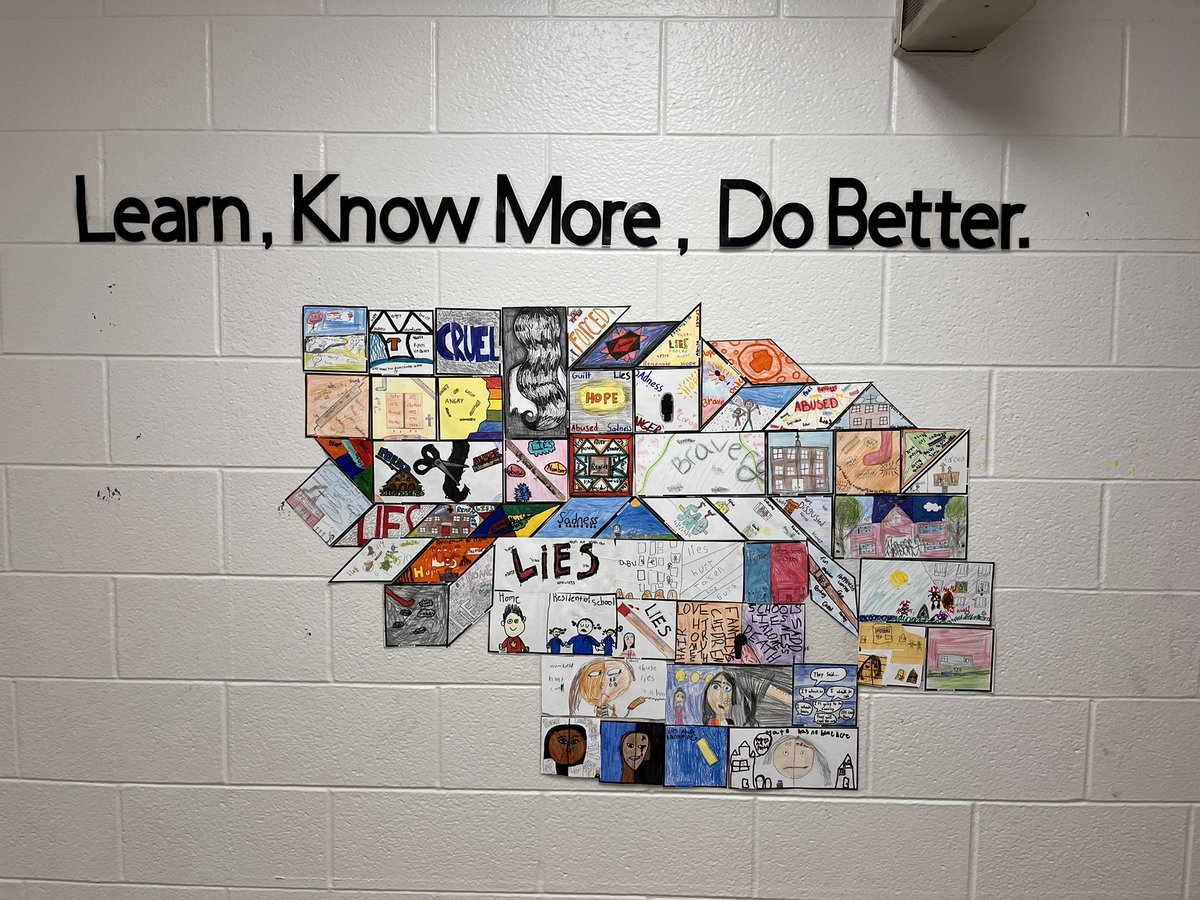 Numerous classes worked together to create this witness blanket where we put down our thoughts,reflections, and wonders about Truth and Reconciliation <a href="/ugdsb/">Upper Grand DSB</a> <a href="/GrandvalleyDPS/">Grand Valley DPS</a>