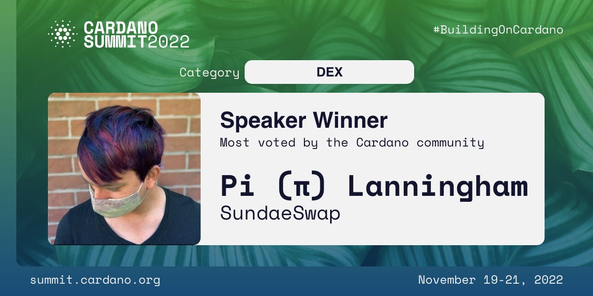 Cardano_CF's tweet photo. 🎊 Announcing the Speaker Winner voted most by the #CardanoCommunity for the category "DEX"....

🎙 Pi (π) Lanningham of @SundaeSwap

Congratulations! 👏

We look forward to seeing you present at the #CardanoSummit2022!

Find out more: https://t.co/3GNmNNHPoG

#BuildingOnCardano https://t.co/A24scmOzj3