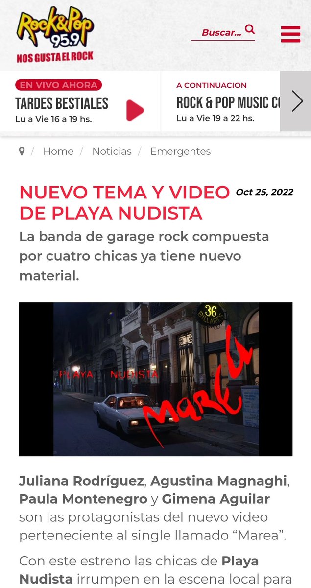 El nuevo video de Playa Nudista #Marea en las noticias de <a href="/fmrockandpop/">Rock & Pop</a> 
Link a nota y video 👇
fmrockandpop.com/noticias/emerg…