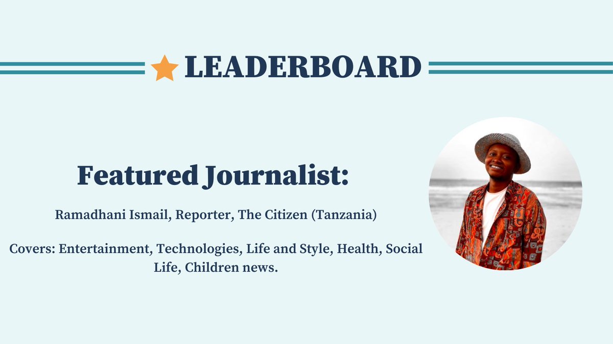 Today's featured journalist is <a href="/ramzaninn/">Ramadhani Ismail</a>, a reporter with @Thecitizentz. 
Ramadhani covers entertainment, technologies, life and style and more. bit.ly/3ze7wie #MRfeaturedjournalist