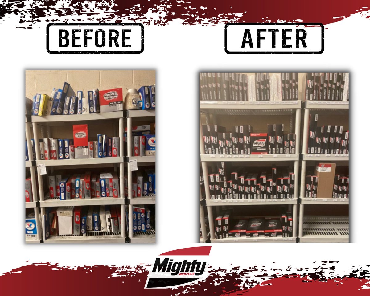theMightyPros's tweet photo. #TransformationTuesday
Check out these #BeforeandAfter photos of our Mighty Inventory Management! Contact your local #MightyRep to learn more.
#MightyAutoParts #BeMightier #Automotive #InventoryManagement #Cars #AutoShops https://t.co/bdqHDkwEaX