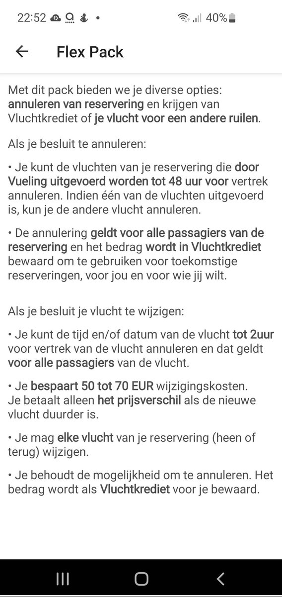 Martijn_vdv's tweet photo. Hello @vueling , in the Dutch booking proces in the app, flex pack terms, it isn't stated that you can only change dates once, while online it is stated. That isn't honest practise. You should be clear with this and change it in the app. https://t.co/6klLr1M0ac