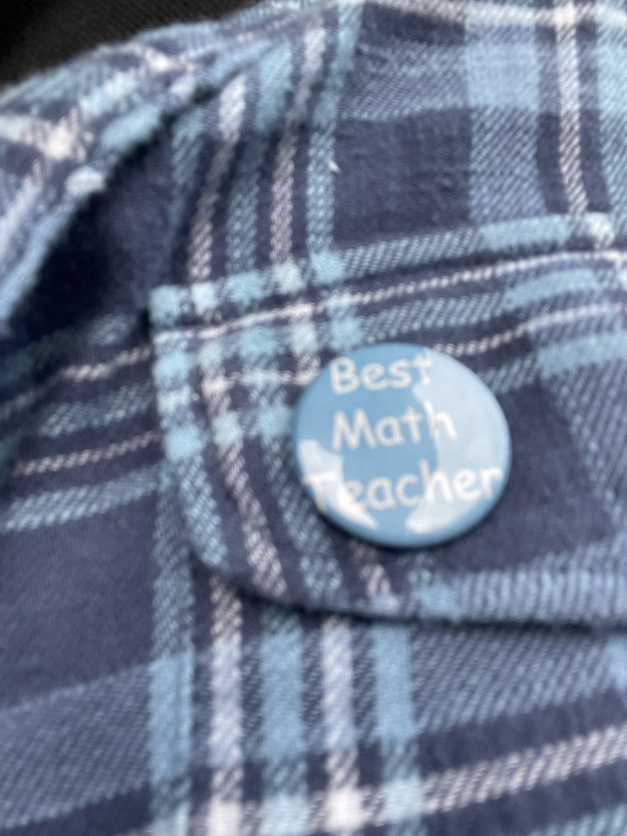 MrMathyThings's tweet photo. After 5 weeks away from the classroom fulfilling my civic duty, I returned and swapped my juror button for this gem gifted to me by a student. #ImBackYall @07003bmsbengals @07003schools https://t.co/A7w9fEsPdG