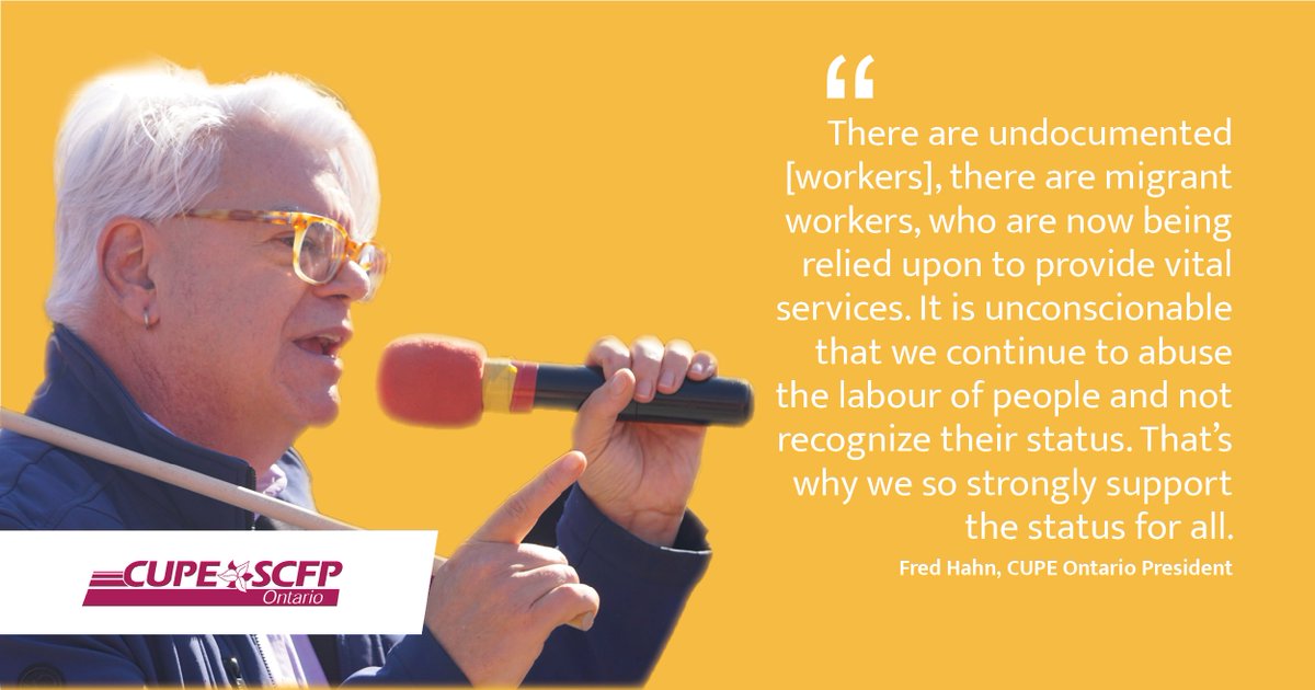 CUPE Ontario stands in solidarity with all migrant workers in the fight for status for all. Read more on this in @thebreachmedia article here: breachmedia.ca/regularization… #OnPoli