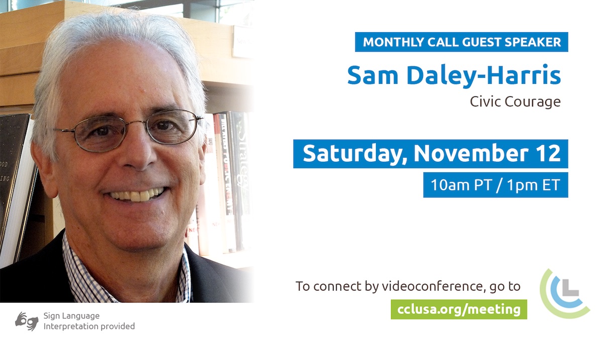 citizensclimate's tweet photo. Just days after the midterms, join our national call for a conversation with the guy who literally wrote the book about citizens reclaiming their democracy, @samdaleyharris. https://t.co/nb9Y9cqsSR