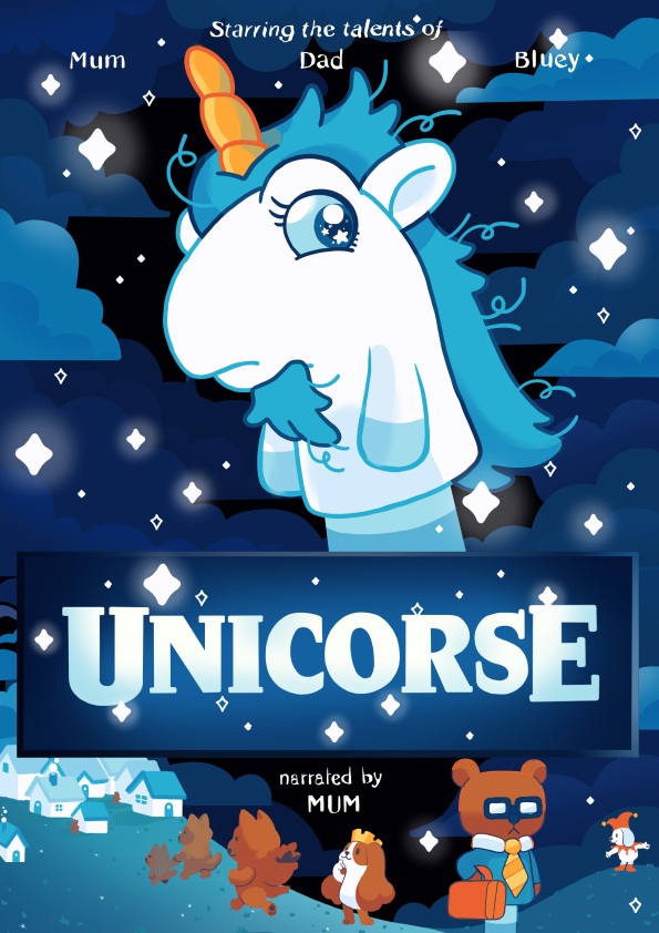 The annoying adventures of Unicorse! Coming to a bedtime near you 🦄 🖌 Credit: Bluey Animator #Bluey