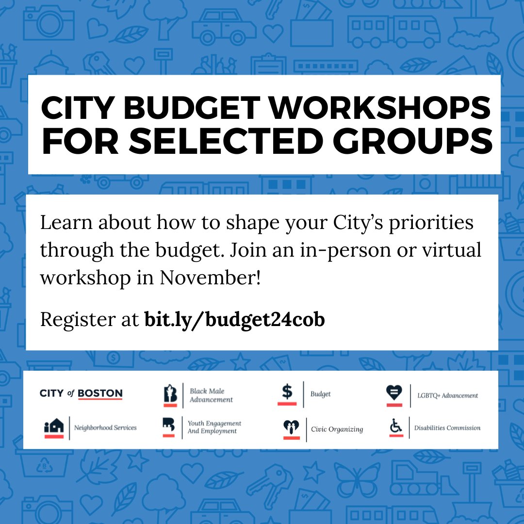 CityOfBoston's tweet photo. Boston, let's budget together! Want to learn how the City of Boston's annual budget resources are allocated? The Office of Budget Management is sharing resources and hosting workshops about the City’s budget process. Join us! 

Learn more at https://t.co/c9TTDtSK00 https://t.co/98QAQVuZyV