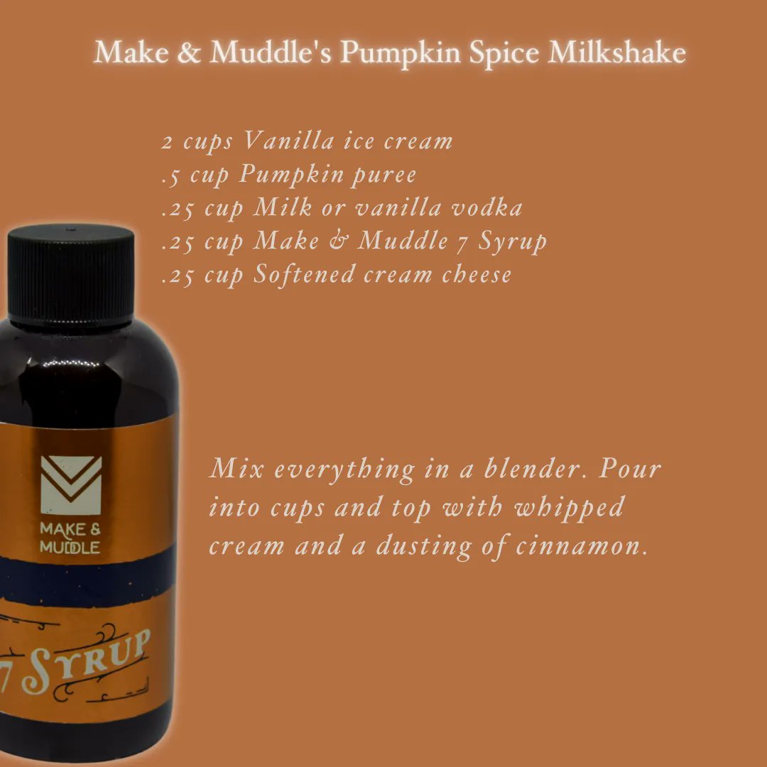 Make_Muddle's tweet photo. Did you know that there are more than 200 million cups of Pumpkin Spice Latte sold every year? We used our 7 Syrup to create this decadent dessert version. Make two batches - one boozy and another for the kiddos!
#pumpkinspice #halloweencocktails #diadelosmuertos #mocktails https://t.co/OgVmIzIf7i