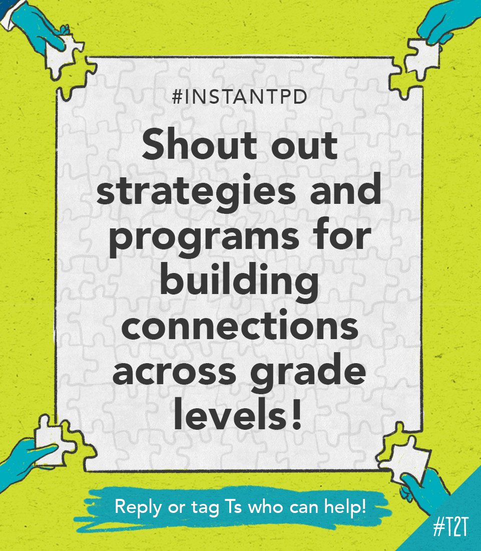 teacher2teacher's tweet photo. How does your school community create ways for Ss to connect across grade levels?

From after-school clubs to peer mentorships, share strategies for T @ElementaryZach! 

#InstantPD #LitChat #SchoolCulture #ElemChat https://t.co/9UE3z7hbUe