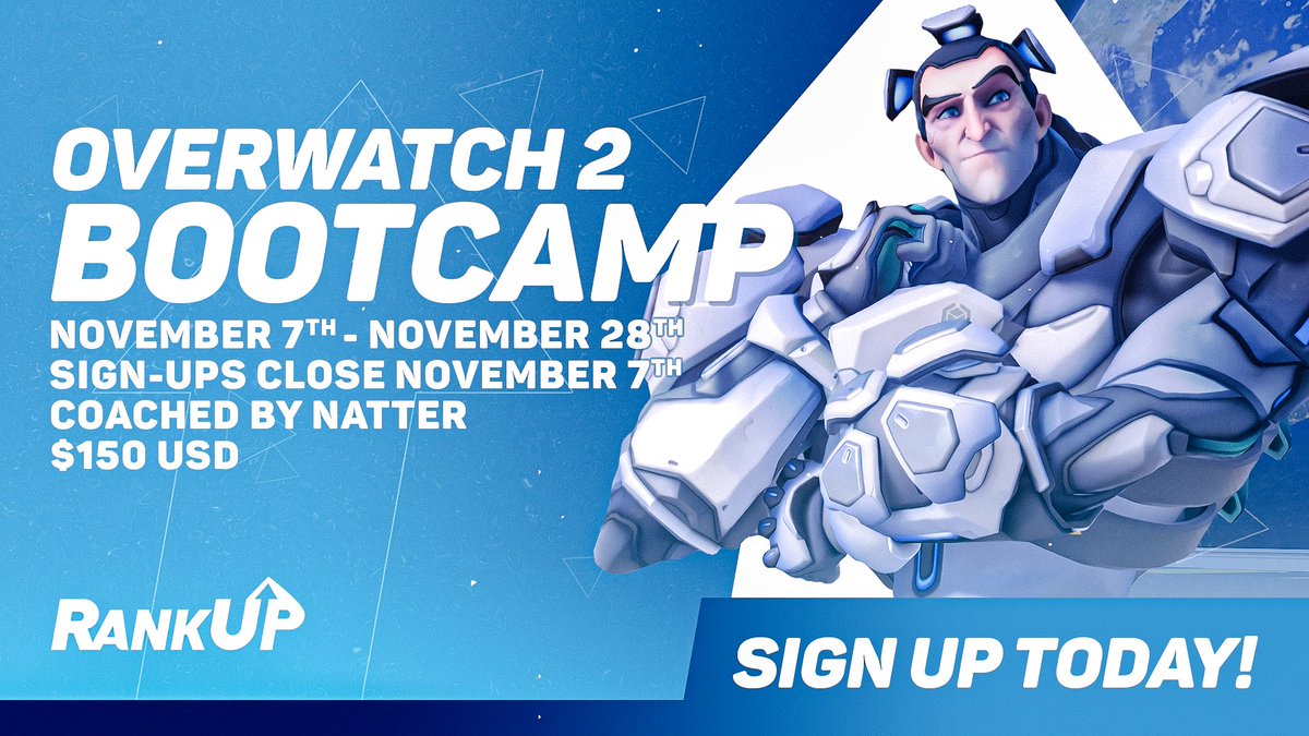 RankUp_GG's tweet image. Overwatch 2 Bootcamp
Price: 150$ USD

➡️Join @natterOW in a 3 week long bootcamp, focused on the fundamentals, compositions and gameplay mechanics of Blizzard's newest updated gamemode. 

Registration
forms.gle/gVagbWttu4ZTGC…
Discord
discord.gg/fShWwVnUEK