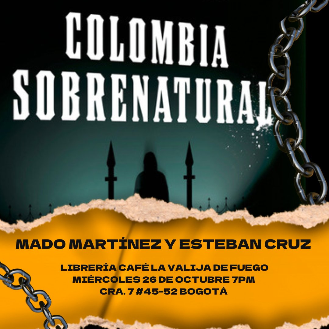 Penguinlibrosco's tweet photo. Los invitamos a la presentación de #ColombiaSobrenatural de @madomartinez en conversación con @CruzEscribiente . 
 
📆 26 de octubre
🕖7:00 p.m. 
📍Librería café La valija del fuego

 ¡Los esperamos! https://t.co/swezbSZ3sx