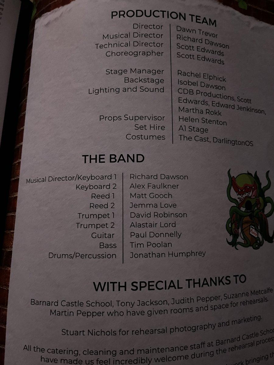 Playing Little Shop Of Horrors this week with <a href="/TeesdaleOS/">Teesdale Operatic Society</a> on my week off from Uni.