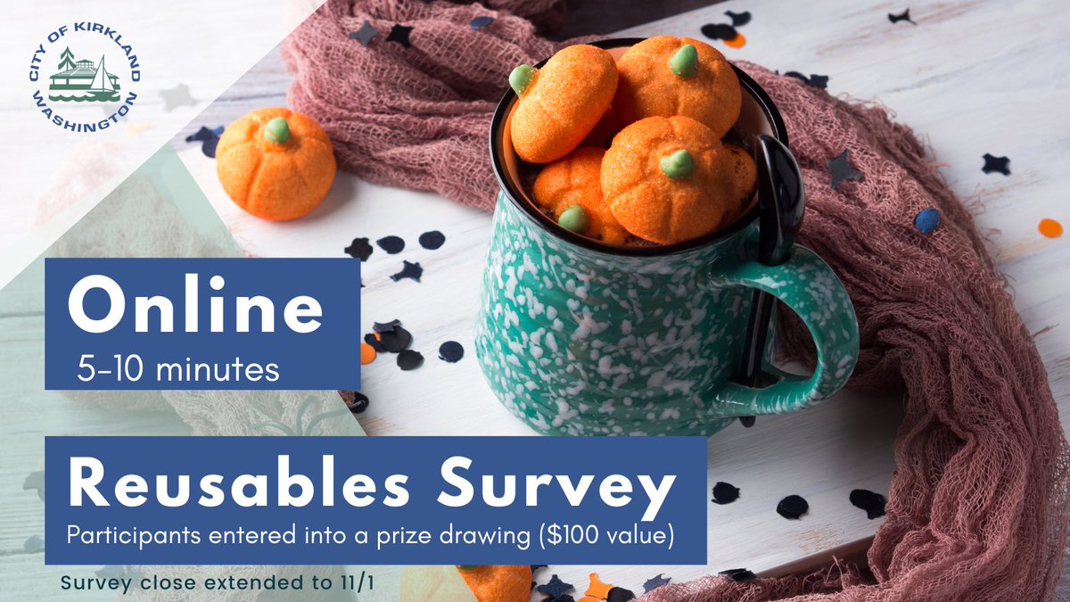This is the last week of the #reusables 
survey and last chance to be entered 
into the prize drawing. Please share to 
help the Cities of Kirkland, Bellevue, 
Bothell, and Redmond find ways to 
reduce waste! English bit.ly/3RuO2MJ Español bit.ly/3yQEF3b